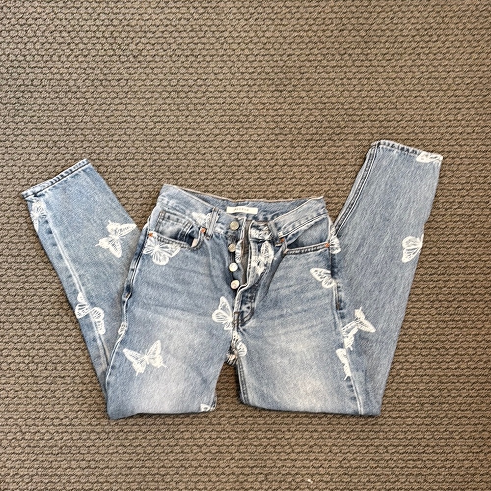 PacSun Blue High Rise Jeans with Distressed Details